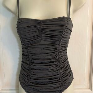 Elegant Letarte Pewter Ruched Swimsuit